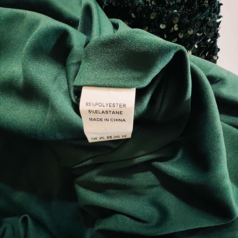 Faeriesty Sequin One Shoulder A Line Maxi Dress Size 4X Green - Picture 5 of 9